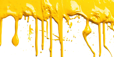 ai gerado amarelo pintura pinga em transparente fundo, fluido arte projeto, dinâmico fluxo do vibrante cor, perfeito para abstrato e artístico fundos png