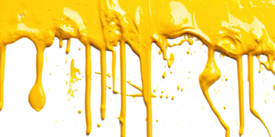 AI generated Yellow Paint Drips on Transparent Background, Fluid Art Design, Dynamic Flow of Vibrant Color, Perfect for Abstract and Artistic Backgrounds png