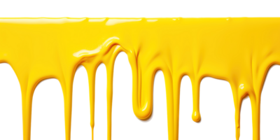 AI generated Yellow Paint Drips on Transparent Background, Fluid Art Design, Dynamic Flow of Vibrant Color, Perfect for Abstract and Artistic Backgrounds png