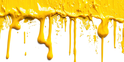 ai generado amarillo pintar gotea en transparente fondo, fluido Arte diseño, dinámica fluir de vibrante color, Perfecto para resumen y artístico antecedentes png