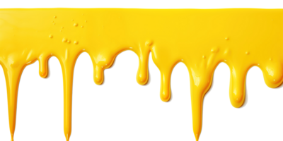 ai generado amarillo pintar gotea en transparente fondo, fluido Arte diseño, dinámica fluir de vibrante color, Perfecto para resumen y artístico antecedentes png