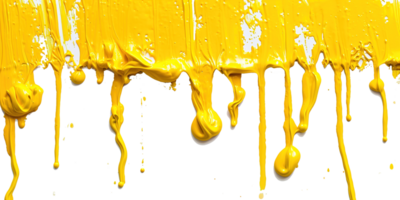 AI generated Yellow Paint Drips on Transparent Background, Fluid Art Design, Dynamic Flow of Vibrant Color, Perfect for Abstract and Artistic Backgrounds png