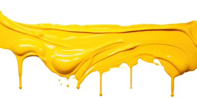 ai generado amarillo pintar gotea en transparente fondo, fluido Arte diseño, dinámica fluir de vibrante color, Perfecto para resumen y artístico antecedentes png