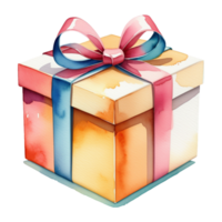 AI generated Giftbox present watercolor illustration png