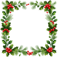AI generated Christmas border frame wreath png