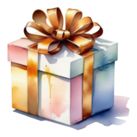 AI generated Giftbox present watercolor illustration png