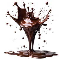 AI generated 3d illustration of splash thick brown liquid melting and flying upwards. melting hot chocolate. for drinks, snacks and chocolate foods png