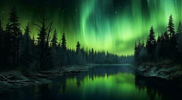 ai generado paisaje con nubes y estrellas, estrellado noche, polar luces foto