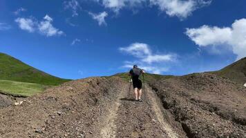 Mountain Trail Hike Under Blue Sky video