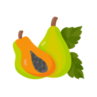 ai generato fresco papaia frutta cartone animato png