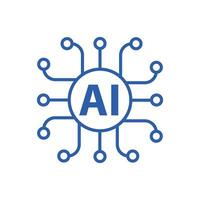 Artificial intelligence AI processor chip vector icon symbol for graphic design, logo, web site, social media. vector