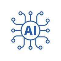 Artificial intelligence AI processor chip vector icon symbol for graphic design, logo, web site, social media. vector