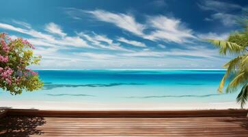 AI generated top view of the sea, oceanic view, coral blue water photo