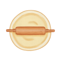 AI generated Wooden Rolling pin and dough png