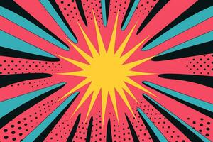 AI generated Sunburst and explosion with abstract color halftone. Background in pop art style for comic. Generative AI photo