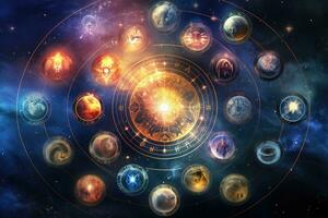 AI generated Zodiac signs in space. Elements of this image furnished by NASA, AI Generated photo