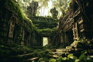 ai generado misterioso restos de beng mealea templo en Camboya, ai generado foto