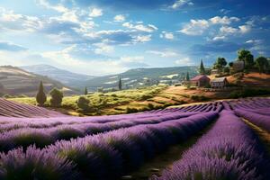 AI generated Lavender fields in Valensole, Provence, France, AI Generated photo