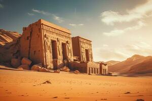 ai generado el templo de hatshepsut en el Sáhara desierto, Egipto, ai generado foto