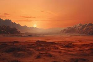 AI generated Beautiful landscape in the desert of Egypt at sunset. 3d rendering, AI Generated photo