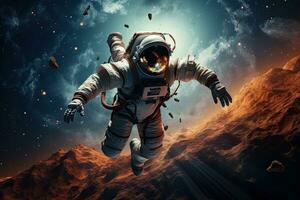 AI generated Astronaut in outer space. Elements of this image furnished by NASA, AI Generated photo