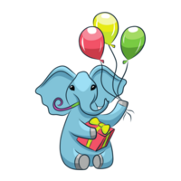 ai gegenereerd verjaardag tekenfilm schattig baby olifant png