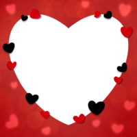 Transparent Valentine frame with heart in red and black, background, copy space for decoration png