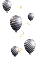 fester bakgrund med svart helium ballonger och konfetti png