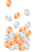 celebraciones antecedentes con oro naranja y blanco plata globos