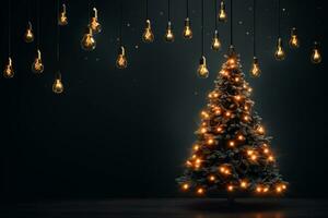 AI generated Christmas tree made of bulb and light technology concept photo