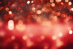 ai generado rojo Navidad bokeh antecedentes foto