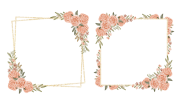 vattenfärg blommig gräns krans ram med ljus persika Färg, vit, rosa, levande blommor, grön löv, för bröllop inbjuder, tapeter, mode, transparent bakgrund, textur, omslag. png