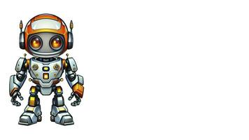 Illustration of robots on a white background. Cute robots with gradient, copy space photo