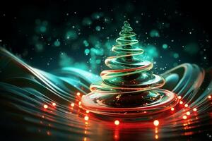 AI generated Christmas tree concept made of light trail technology concept photo