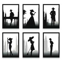 AI generated people silhouette isolated human person male female business black generative Ai. photo