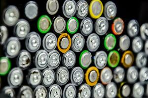 Salt and alkaline batteries, source of energy for portable technology. AAA and AA batteries photo