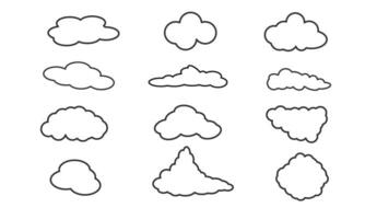 a collection of cloud stroke lines of various shapes vector