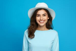 AI generated Portrait of a beautiful young woman posing on isolated background generative AI photo
