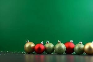 AI generated Christmas holidays composition baubles background photo