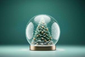 AI generated Christmas tree on glass globe ornament photo
