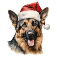 ai generado alemán pastor perro vistiendo un Papa Noel sombrero. ai generado imagen png