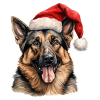 AI generated German Shepherd Dog Wearing a Santa Hat. AI generated image png
