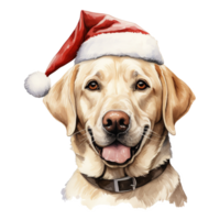 ai genererad labrador retriever hund bär en santa hatt. ai genererad bild png