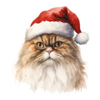 AI generated Persian Cat Wearing a Santa Hat. AI generated image png