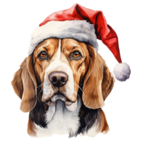 AI generated Beagle Dog Wearing a Santa Hat. AI generated image png