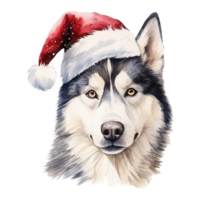 AI generated Siberian Husky Dog Wearing a Santa Hat. AI generated image png