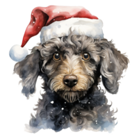 AI generated Poodle Dog Wearing a Santa Hat. AI generated image png