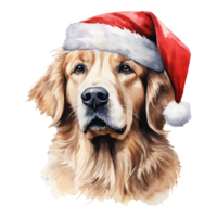 AI generated Golden Retriever Dog Wearing a Santa Hat. AI generated image png