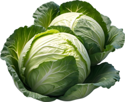 AI generated two green cabbage heads on a transparent background png