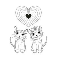 Cat vector illustration. Black and white linear image. The illustration is done by hand in a cartoon style. Concept for greeting cards, coloring pages.